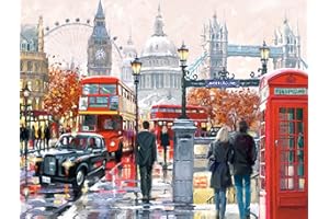 CRAFTiDA Paint by Numbers for Adults Paint by Number Kits Painting by Numbers Acrylic Oil Painting Kit 16x20 inch Pre-Printed Canvas (London Collage)