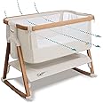 Tutti Bambini CoZee® Air Extra Breathable Next To Me Crib & Standalone Baby Cot - Baby Rocker with Deluxe Airflow Mattress, Easy Fold Baby Bed, Travel Cot with Mattress (0-6 Months) - Walnut/Ecru