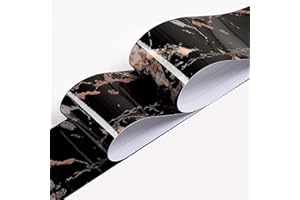 VisitRyl Papel pintado impermeable con borde de pared extraíble patrón pintado para despegar y pegar autoadhesivo cocina baño adhesivo adhesivo pared frontera adhesivo Meteorito Negro 20cm x 500cm