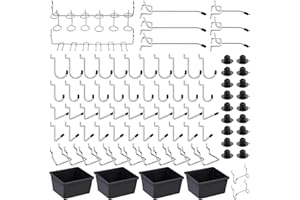 FRIMOONY Pegboard Hooks Assortment, Peg Board Accesories, for Organizing Various Tools, 146 PCS, 60 of Which are Peg Locks