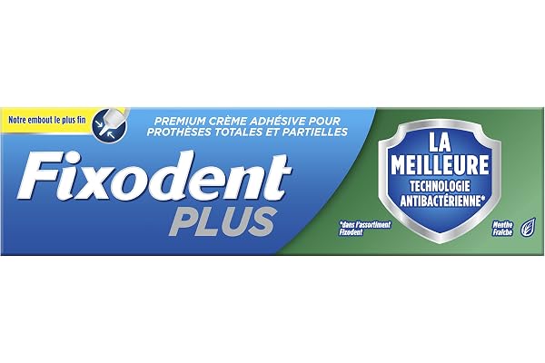 Fixodent Plus La Meilleure Technologie Antibactérienne Crème Adhésive Pour Prothèses Dentaires, 40g