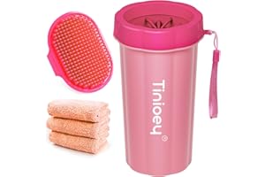 Tinioey Dog Paw Cleaner Large | Pet Foot Washer and Care Equipment With 3 Towels and Brush | Accessories for Clean Paws