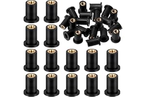 Glarks 20Pcs M4 Gummi Well Mutter, Neopren Verkleidung Befestigungen Windschutzscheibe Motorrad Befestigungen mit Edelstahl Schraube Messing Kupfer Bolzen Well Mutter für Motorrad Kanu, Boot
