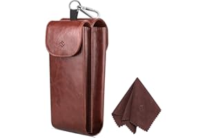 FINTIE Double Glasses Custodia con Gancio Moschettone, Portatile Custodia Protettiva in Similpelle Case AntiGraffio per Occhiali da Sole,