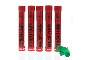 AKTIVHANDEL Bengalfeuer 5 Stück Bengalo Rauchfackel Handfackel in Rot, Kat F1 Feuerwerk inkl. Einkaufswagenchip