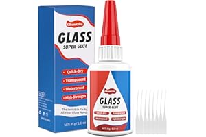 GLEAMGLEE Colle pour Verre 35g | Adhésif Instantané Ultra Solide et Transparent - Imperméable, Pour Réparer Acrylique, Miroirs, Cristal, Loisirs Créatifs et Plus