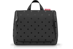 reisenthel Kosmetyczka XL praktyczna kosmetyczka z haczykami, wodoodporny materiał, Błyszczące kropki, czarne, 28 cm, kosmetyczka XL glossy dots black