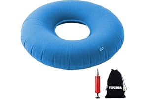 Topzora Sitzkissen OrthopäDische,Sitzring Nach Op,HäMorrhoiden Sitzkissen,Aufblasbares Sitzkissen mit Pumpe fur HäMorrhoiden,SteißBeinschmerzen, Schwangerschaft-Blau