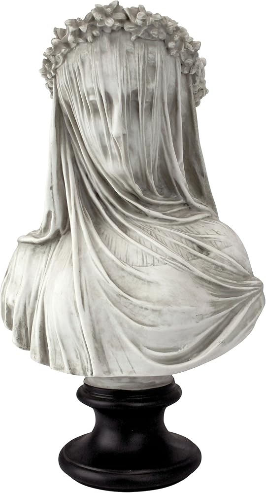 Design Toscano Örtülü bakire büstü, ölçüler: 22,8 cm x15,2 cm x35,5 cm