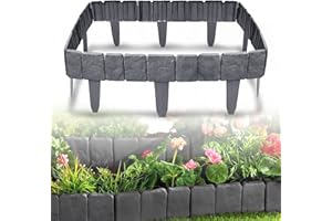 XINMIN Anthrazit Rasenkante in Steinoptik 12,5 m Beetumrandung Mähkante Randsteine Kunststoff Beeteinfassung Gartenzaun, 1 Element (L x H): 25 x 23 cm, 50 Stücke