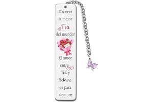 FCZIVA Marcadores Tía Regalo Día Madres De Su Sobrino Marcador Tía Regalo Cumpleaños Jubilación Apreciar Citas Amor Familiar Grabado Recuerdos Acción Gracias Mejor Tía Del Mundo Regalo Navidad Lindo Flores