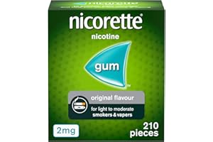 Nicorette Original 2mg Gum (210 pieces), Discreet Stop Smoking and Stop Vaping Aid to Help you Quit For Good, Tackle Cravings and Withdrawal Symptoms, Nicotine Gum (Quit Smoking or Vaping)