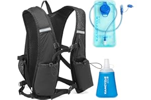 Kamcycle Sac à dos d'hydratation pour la course | Sac à dos d'hydratation pour vélo | Sac à dos de course avec poche à eau 2 l et 1 bouteille souple de 300 ml | Sans BPA | Sac à dos de trail ultra