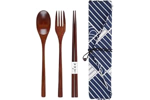 4-delat japanskt porslinsset i en tygpåse i japansk stil, med 1 gaffel, 1 sked och 1 ätpinne, utomhusreseporslin, lämplig för skola, picknick och camping.