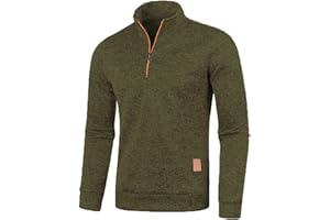 SHZNRUWY Fleecepullover Herren Warm Half Zip Fleece Pullover Stehkragen Winter Arbeitspullover Winterpullover Outdoor Fleecepulli Pulli Herrenpullover Sweatshirt Strickpullover Langarmshirt Sweater Longsleeve