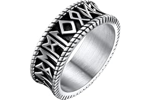 FaithHeart Anillo Runas Vikingas Hombre Acero Inoxidable 316L Anillo Giratorio Anti-estrés Anillo Hip Hop Joyería Religiosa Nórdica de Protección