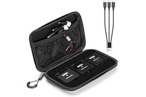AFAITH Étui de Transport rigide et cordon de charge USB C 3 en 1 pour Rode Wireless Go II, Sac de rangement + Câble USB C de remplacement de 0,2 m pour Rode Wireless Go II