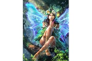 YSCOLOR Diamond Painting Diamant Mosaïque Fleur Fée Papillon 5D DIY Diamant Peinture Point De Croix Fille De Dessin Animé Strass Diamant Broderie Décor À La Maison 30X40Cm