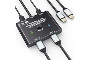 NAWEN USB Typ-C Switch 2 in 1 Out / 1 in 2 Out, Bidirektionaler USB-C Umschalter für 2 Laptops mit USB-C-Anschluss, unterstützt 4K@120Hz, 8K@60Hz Video/10 Gbit/s Datenübertragung