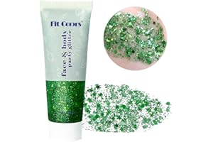ZOLGINAH Body Glitter Gel,Chunky Glitter Gel,Make Up Glitzer Gesicht Glitzer,Kosmetik Gesicht Haare Nägel,Flüssiger Glitzer Lidschatten,Wasserfest,Langlebig,Festival Party Make up Dekoration (07 Grün)