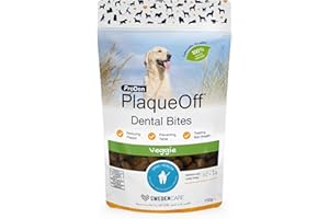 ProDen PlaqueOff 150g Bocconcini per la cura dentale per cani di peso superiore a 10 kg: aiuta a rimuovere tartaro, alito cattivo, malattie gengivali e favorisce l'igiene orale