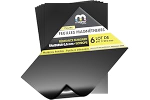 The Magnet Shop Feuilles magnétiques TMS A4 - Aimants artisanaux, feuilles flexibles de 0,5 mm pour stocker des découpes, des œuvres d'art, des travaux manuels - Lot de 6