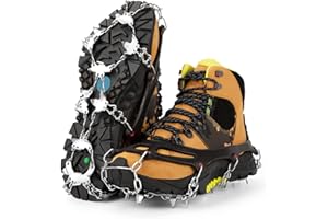 WardWolf Upgrade 25 Spikes Ice Cleats Crampons for Walking Hiking Boots Shoes, Men and Women Ice & Snow Grips for Climbing Mountaineering