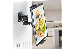 OHLPRO Support Mural Tablette, Universel Support Mural iPad Base de Forage+Bras Rotative à 360° Réglable Porte Tablette Compatible avec iPad Pro Air Mini, Galaxy, Téléphones et Tablettes de 4,7-12,9"