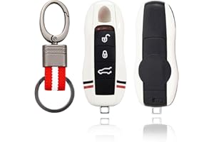 Kwak's Funda para Llave de Coche Compatible para Porsche Panamera 971 Cayenne 9YA Macan 911 718 Boxster Caso de la Llave del Coche Blanca Cubierta para Llave de Coche(Blanca-A Type)