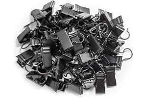 SUBTAVIK 50 Pcs Curtain Clips, Curtain Clips with Hooks Metal Clips for Curtain Shower Curtain Clips Light Hangers Wire Holders for Home Decorations Bathroom Shower Curtain Decors (Black)