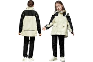 Baogaier Combinaison de Pluie pour Fille Garçon, Imperméable Veste et Pantalon 2 pièces Ensembles, Unisexe Enfants Léger Vêtements de Pluie avec Sac de rangement, pour Vélo Randonnée, 8-14 Ans
