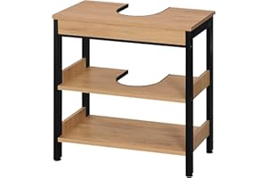 eSituro Szafka pod umywalkę, szafka łazienkowa z półkami, szafka łazienkowa z płyty MDF, z wycięciem na syfon, 60 x 60 x 30 cm