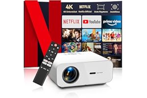 ZOOMCAT Beamer 4K【Netflix Zertifizierung/Autofokus】 Auto Keystone WiFi Bluetooth5.2 Mini Beamer, 28000 Lumen Full HD 1080P projektor 4K Heimkino, Smart projektor mit EIN-klick-Nutzung von Netflix/YouTube/D+