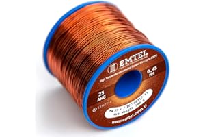 Emtel 0.45 mm - 500 gr - 346 mètres Fil de cuivre émaillé - Fil d'enroulement pour moteur, transformateur, haut-parleur, bobine magnétique - Fil magnétique jusqu'à 220°C - Isolation double couche