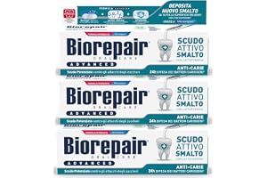 Biorepair, Avancerad tandkräm, anti-karies aktiv sköld, 3 förpackningar om 75 ml, kariesdämpande och antibakteriell, bekämpar