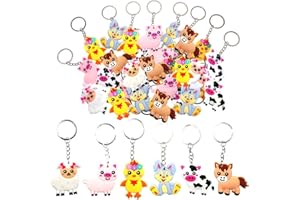 MEIYIFAN 30 Pezzi Portachiavi con Animali dei Cartoni Animati,Mini Portachiavi,Porta Chiavi Idea Bomboniera,Regali dei Bambini Premio,per Bambine Ragazze Regalo Festa Compleanno Bomboniere