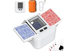 BULDOOSPOK Mélangeur de Cartes Automatique Électronique 1-2 Jeux, 2000mAh USB Rechargeable mélangeur de carte pour UNO Poker Skyjo Blackjack Texas Hold'em, Portable Mélange silencieux et rapide + Poker Case