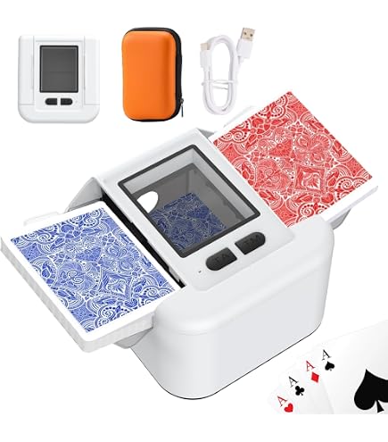 Mélangeur De Cartes Automatique Rechargeable USB-C – 2000mAh, 2 Jeux, Silencieux, Pliable – Pour UNO, Poker, Blackjack, Texas Hold’em – Cadeau Soirées Jeux