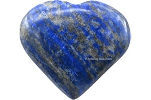 AMAZING GEMSTONE Crystal Heart Palm Stone - Pierre d'inquiétude de massage de poche pour l'équilibrage naturel du chakra du corps, la guérison par le Reiki et la grille de cristal (Lapis Lazuli)