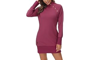 DOTIN Damen Sweatkleid Langarm Sweatshirt Hoodie Kleid Lange Pullover Outwear Jumper Tops Kapuzenpulli