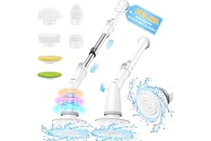 PELDA Electric Spin Scrubber Cleaning Brush with 6 Brush Heads and Adjustable Long Handle with 3 Modes Angle, 520 RPM Shower Power Scrubber for Bathroom, Swimming Pool, Tub, Grout, Tile, Gap, Floor, Sink