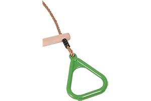 OTITU Anillos De Escalada Triangulares para Columpio De Niños Jardín, Columpio De Juego - Anillos De Gimnasia De Cuerda para Niños Anillos De Gimnasia - Trapecio De Madera Trapecio Manzana Verde