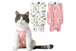 GOZINA 2 Pack Cat Surgery Recovery Suit, Baby Cotton Cat Recovery Suit, Breathable Surgical Recovery Suit, Anti-licking Onesie Post Surgery, Adjustable Kitten Clothes