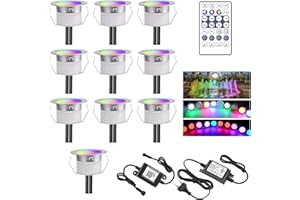 GEYUEYA Home Ø31MM Spot LED Encastrable Extérieur Étanche, Couleur Dynamique IP67 Music Sync 12V Fonctionne avec Alexa Éclairage pour terrasse/escaliers/chemin/jardin - Lot de 10