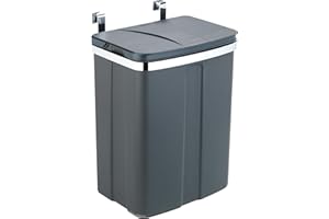WENKO Poubelle de porte 12 gris - Poubelle d'armoire, poubelle de cuisine Capacité: 12 l, Polypropylène, 26 x 34 x 17 cm, Gris