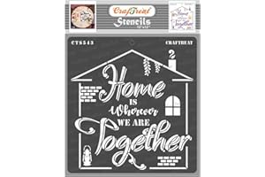 CrafTreat Home Stencil per dipingere su legno, pavimento, parete e piastrelle – Home Is – 30 x 30 cm – Stencil riutilizzabili fai da te per decorazione della casa – Stencil per finestre per la casa