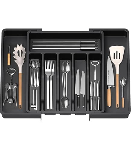 jinphon 24 Pcs Drawer Organiser for Kitchen, Trays, Storage Drawers, Plastic Very Deep, Universal Shape, Keeps Drawer Neat for Office and Home