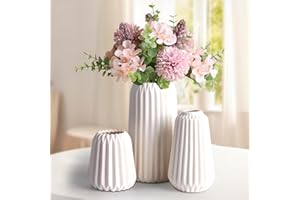 Otauoaea Lot de 3 Vase Decoratif, Vases Fleur Petit Vase Decoration Maison Vase Céramique de Style Nordique, Décoration Salon de Style Minimaliste bohémien Moderne pour Les Fleurs Fraîches et Séchées