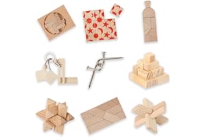 Bartl 500269 Knobelspiele aus Holz Puzzle Set F (9 Puzzles) Geschicklichkeitsspiele für Erwachsene und Kinder