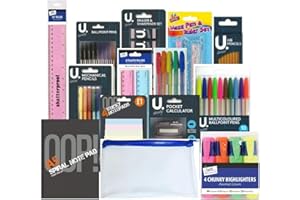 SHUMAXX 64 pcs Stationery Set Back to School Stationary Set Home Schooling Pen Pencil Eraser Calculator Pencil case Sticky Pads